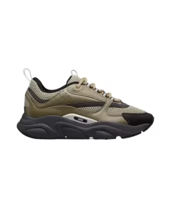 B22 SNEAKER KHAKI AND BLACK TECHNICAL MESH AND KHAKI CALFSKIN - CD135