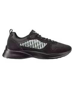 B25 RUNNER SNEAKER BLACK SUEDE AND TECHNICAL MESH WITH BLACK AND WHITE DIOR OBLIQUE CANVAS - CD123