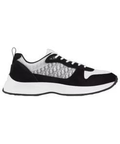 B25 RUNNER SNEAKER BLACK SUEDE WITH WHITE TECHNICAL MESH AND BLACK DIOR OBLIQUE CANVAS - CD124