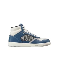 B27 HIGH-TOP SNEAKER BLUE CREAM AND DIOR GRAY SMOOTH CALFSKIN - CD115