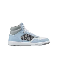 B27 HIGH-TOP SNEAKER LIGHT BLUE WHITE AND DIOR GRAY SMOOTH CALFSKIN - CD118