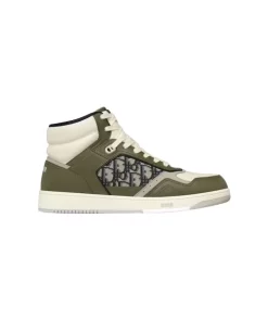 B27 HIGH-TOP SNEAKER OLIVE AND CREAM SMOOTH CALFSKIN - CD116