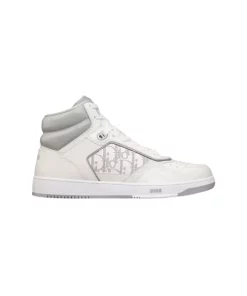 B27 HIGH-TOP SNEAKER WHITE AND GRAY SMOOTH CALFSKIN WITH WHITE DIOR OBLIQUE GALAXY LEATHER - CD120