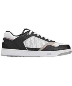 B27 LOW-TOP SNEAKER BLACK, WHITE AND BEIGE SMOOTH CALFSKIN WITH WHITE DIOR OBLIQUE GALAXY LEATHER - CDO97