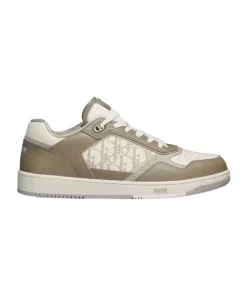 B27 LOW-TOP SNEAKER KHAKI AND CREAM SMOOTH CALFSKIN WITH CREAM DIOR OBLIQUE GALAXY LEATHER - CDO96