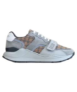 BURBERRY CHECK, SUEDE AND LEATHER SNEAKERS - BBR103