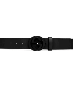 GUCCI LEATHER BELT WITH INTERLOCKING G BUCKLE - B31