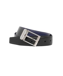 BURBERRY REVERSIBLE LONDON CHECK AND LEATHER BELT DARK CHARCOALBLACK - B29