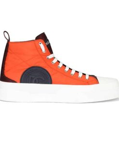 DOLCE AND GABBANA QUILTED TWO-TONE NYLON PORTOFINO LIGHT MID-TOP SNEAKERS - DG106