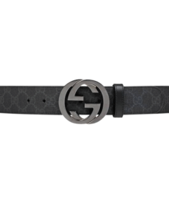 GUCCI MEN'S BLACK GG SUPREME BELT WITH G BUCKLE - B32