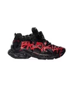 BALENCIAGA RUNNER GRAFFITI SNEAKER IN BLACK- BB143