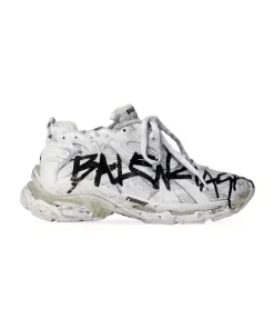 BALENCIAGA RUNNER GRAFFITI SNEAKER IN WHITE - BB142