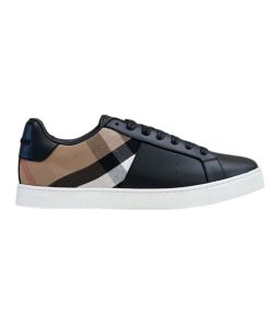 BURBERRY LEATHER AND CHECK COTTON SNEAKERS - BBR122