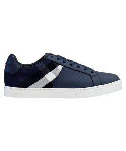 BURBERRY LEATHER AND CHECK COTTON SNEAKERS - BBR123