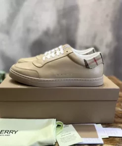 BURBERRY LEATHER, SUEDE AND VINTAGE CHECK COTTON SNEAKERS - BBR127