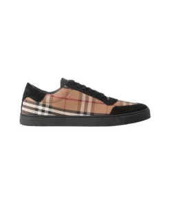 BURBERRY VINTAGE CHECK COTTON AND SUEDE SNEAKERS - BBR119