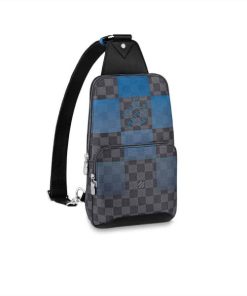 LOUIS VUITTON AVENUE SLING BAG BLUE DAMIER GRAPHITE GIANT CANVAS N40404