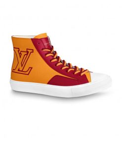 LOUIS VUITTON SNEAKERS BOOTS RED AND YELLOW GRAINED CALF LEATHER - LSVT097