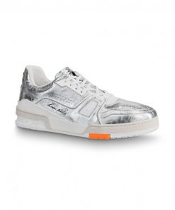 LOUIS VUITTON TRAINER SNEAKERS METALLIC LEATHER SLIVER - LSVT095