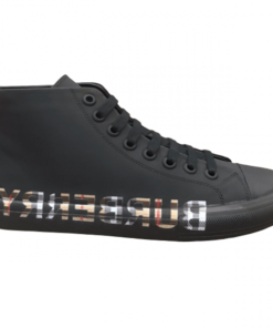 BURBERRY LOGO PRINT GABARDINE HIGH-TOP SNEAKERS – BBR82