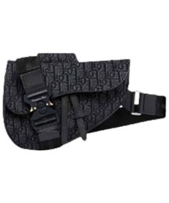 SADDLE BAG BLACK DIOR OBLIQUE JACQUARD