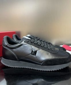 STUD AROUND LOW-TOP CALFSKIN AND NAPPA LEATHER SNEAKER - VLS001