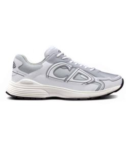 DIOR B30 SNEAKERS GRAY MESH AND WHITE TECHNICAL FABRIC - CD85