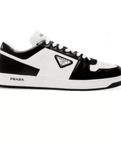 DOWNTOWN LEATHER SNEAKERS IN WHITE AND LACQUER BLACK- PRD008