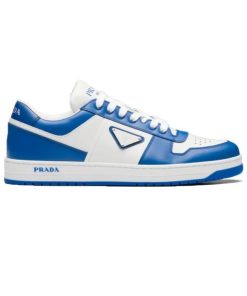 DOWNTOWN LEATHER SNEAKERS IN WHITE AND LACQUER BLUE- PRD011