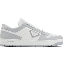 DOWNTOWN LEATHER SNEAKERS IN WHITE AND LACQUER GRAY - PRD009