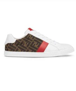 FENDI FF LOGO PRINT LOW-TOP SNEAKERS - FD16