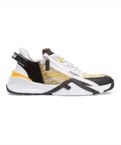 FENDI FLOW YELLOW NYLON LOW TOPS SNEAKERS - FD01