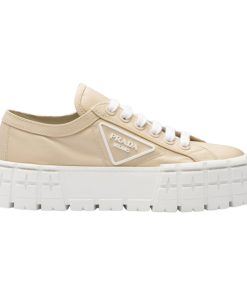 PRADA DOUBLE WHEEL RE-NYLON GABARDINE SNEAKERS BEIGE - PRD087