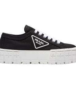 PRADA DOUBLE WHEEL RE-NYLON GABARDINE SNEAKERS BLACK - PRD086