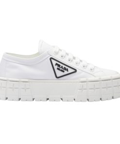 PRADA DOUBLE WHEEL RE-NYLON GABARDINE SNEAKERS WHITE - PRD083