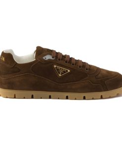 PRADA TRAIL FADED SUEDE SNEAKERS IN DARK BROWN- PRD079