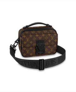 M45806 LOUIS VUITTON S LOCK MESSENGER BAG MONOGRAM MACASSAR COATED CANVAS EPI LEATHER TRIM AND LINING
